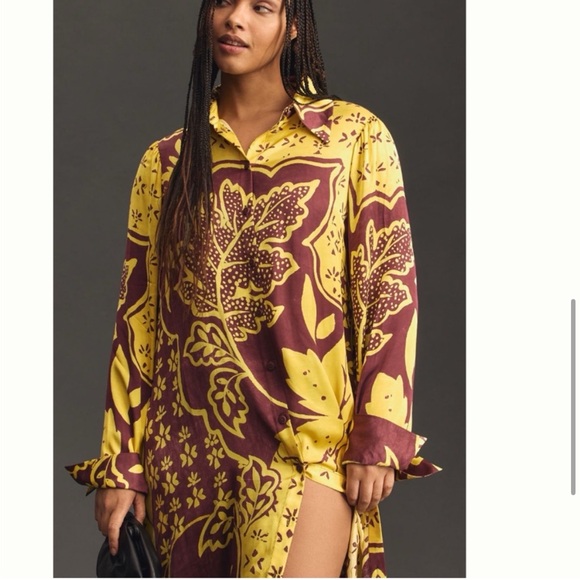 NWT Anthro Corey Lynn Calter Long-Sleeve Printed Shirt Dress - Picture 6 of 7